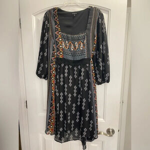 Sami & Jo Dress Plus Size Women’s Black Tie Back Sheer Bohemian Shift Style